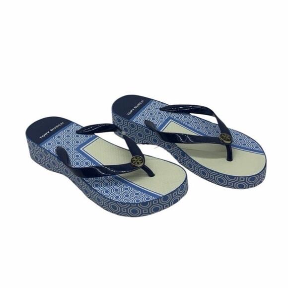 Tory Burch Gemini Link Cut-Out Wedge Flip-Flops - Picture 4 of 6